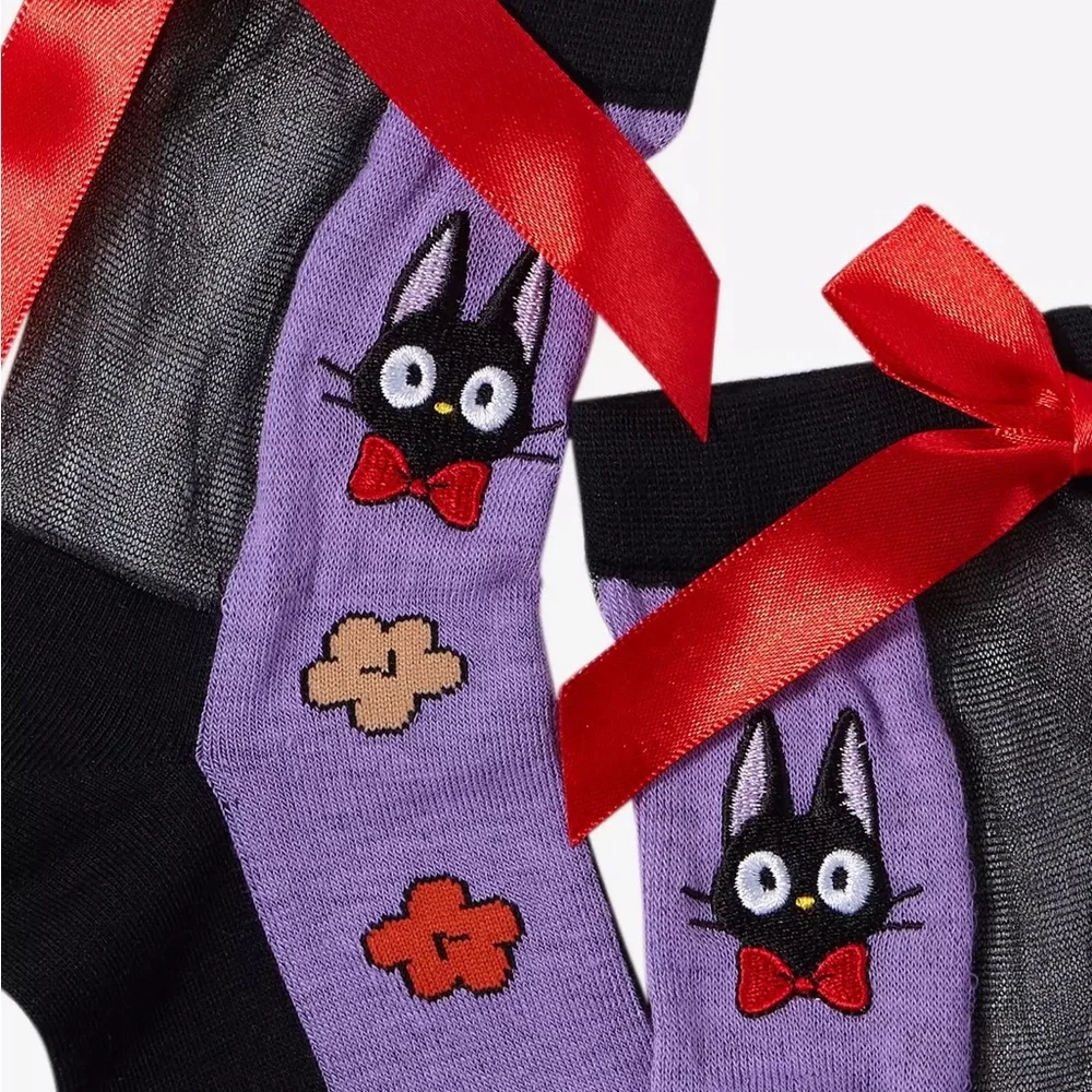 Studio Ghibli Kiki's Delivery Service Jiji Bow Mesh Ankle Socks Hot‎ Topic